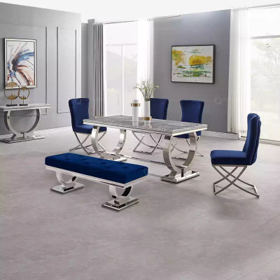 Designer rechteckegen Iessdësch Iesszëmmer Miwwelen Luxus Edelstolldëscher