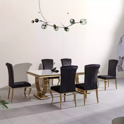 Designer rechteckegen Iessdësch Iesszëmmer Miwwelen Luxus Edelstolldëscher