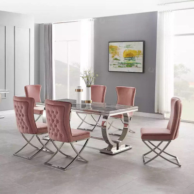 Designer rechteckegen Iessdësch Iesszëmmer Miwwelen Luxus Edelstolldëscher