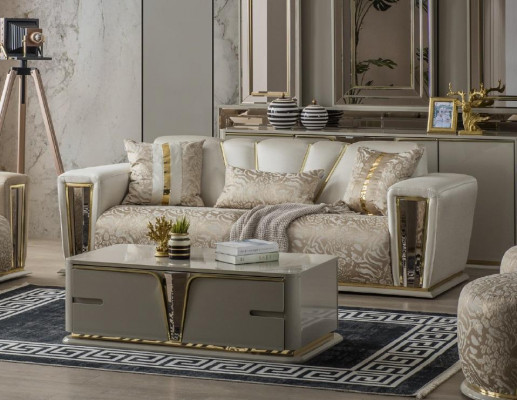 Moderne Couchdësch Wunnzëmmermiwwelen Edelstolmiwwelen Holzdesign Beige
