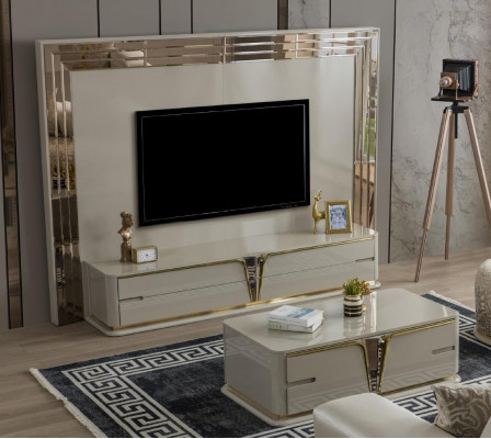 Moderne Couchdësch Wunnzëmmermiwwelen Edelstolmiwwelen Holzdesign Beige