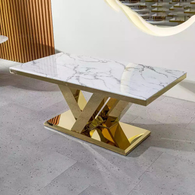 Iesszëmmer Miwwelen Designer Iessdësch Edelstol Dësch Gold Modern Dëscher