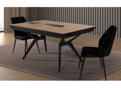 Kichendësch Iesszëmmerdësch Auszéibaren Design Luxus Holz-Brong Dësch
