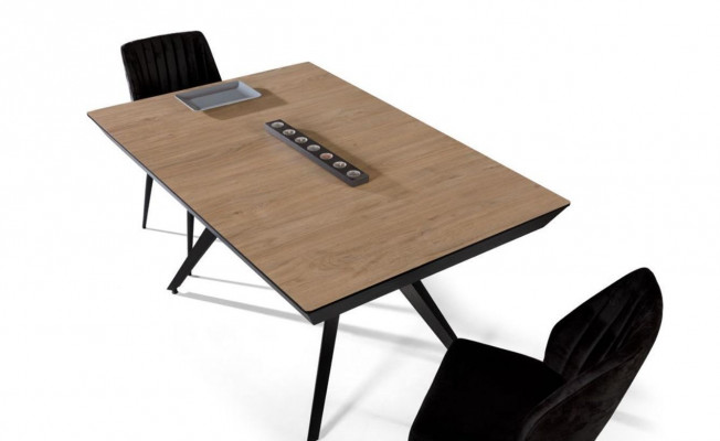 Kichendësch Iesszëmmerdësch Auszéibaren Design Luxus Holz-Brong Dësch