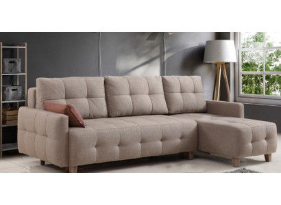Beige Hëckeckcouch Polster Wunnlandschaft Textilcouchen L-Form Garnitur Nei