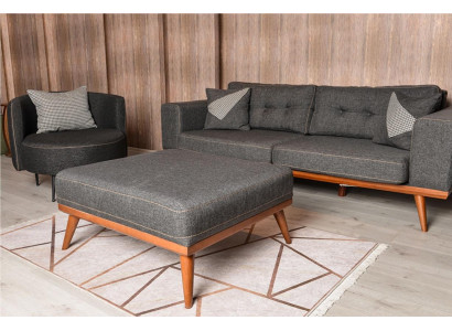 Modern Ecksofa mat Fauteuil Wunnzëmmer Set Luxus Ariichtungsméiwel 3+1