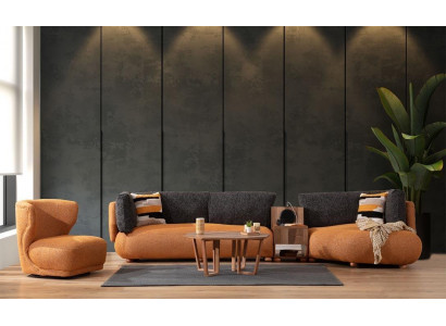 Orange Stotzëmmer Garnitur Stilvoll L-Form Couch Designer Polstersëtz.