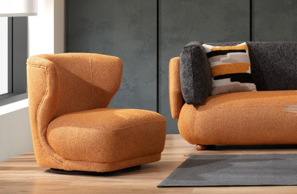 Orange Stotzëmmer Garnitur Stilvoll L-Form Couch Designer Polstersëtz.