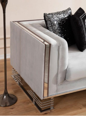Schwaarz-Wäiss Sofae Luxus Wunnzëmmer Garnitur Dreisëtzer Fauteuil 4-teiligt Set