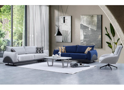 Wunnzëmmer Sofagarnitur Designer 3-Sëtzer Luxus Fauteuil 3er Canapé 3tlg