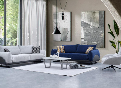 Wunnzëmmer Sofagarnitur Designer 3-Sëtzer Luxus Fauteuil 3er Canapé 3tlg