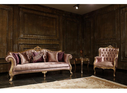 Klassesch rosa Chesterfield Couchset 3-Sëtz Couchtisch Fotell