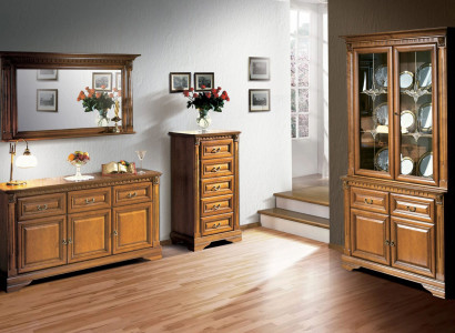 Wunnzëmmer Schaf Kommode Italien Spigel klassescht Set 3 Deeler Holz