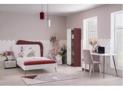 Modern Kannerzëmmer Garnitur Holz Miwwelen Kannerbett Schreifdësch Regal