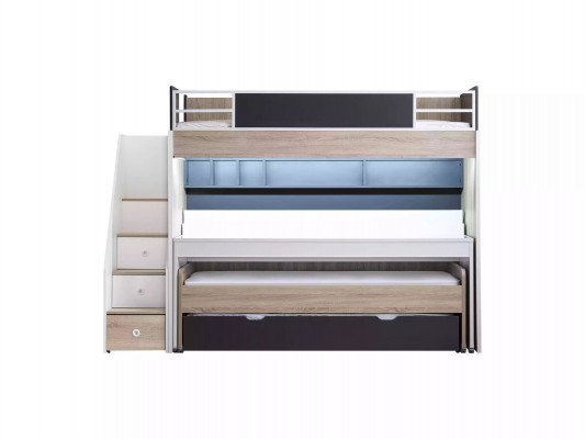 Luxus Etagenbett Bett 3 Schlofzuel Multifunktiounsbed Holz Héichbett Holz
