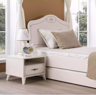 Bettgestell Jugendbett Funktiounsbett Auszéiendes Set 5 Stéck Holz Wäiss