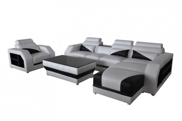Design Ecksofa Couch Polster-Garnitur Automatesch Relax Funktioun Sofa Neit Lieder