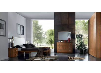 Schlofzëmmer Set Bett 2x Nuetsdësch Kommode 6tlg Design Luxus Komplett
