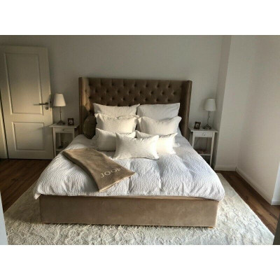 Chesterfield Bett Polster Duebel Hotel Better Schlofzëmmer 140x200cm Braun Nei
