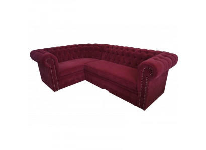 Eck-Couch Chesterfield Polstersofa Eck-Garnitur Samtpolstersëtz Eck-Sofas