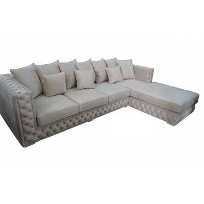 Chesterfield Design Canapé Eckcouch Polstersëtz Eckgarnitur Modern Textil
