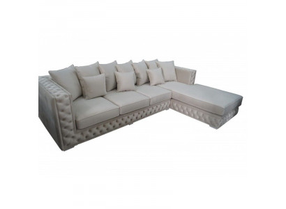 Chesterfield Design Canapé Eckcouch Polstersëtz Eckgarnitur Modern Textil