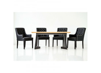 Designer Iesszëmmer Dësch 4 Chesterfield Lehnstill Sëtz Grupp Stiller
