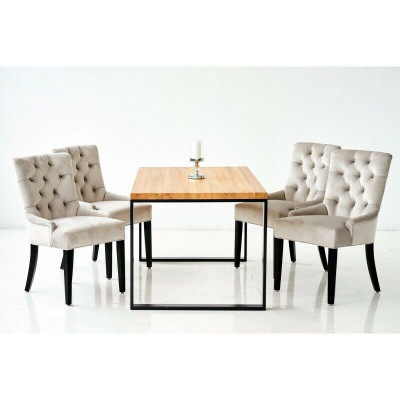 Brongen rechteckegen Iesszëmmer Dësch Modern Wäiss x6 Chesterfield Still