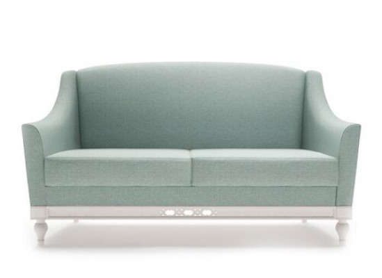 Chippendale Canapé 2 Sëtz Landhaus Stoffcanapé mam Holz Designer Garnitur FL-2Siz