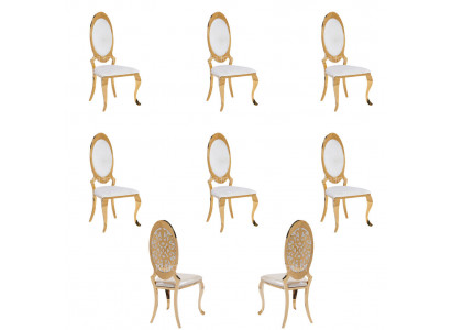 Stull 6x Grupp Fauteuil Still Set Luxus Textil Nei Iesszëmmer.