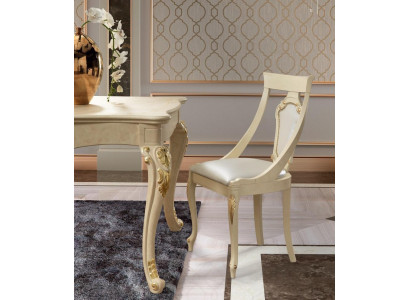 Iesszëmmerstull Stull Iesszëmmer Still Holz Design Stil Barock Beige Lehn Sëtz
