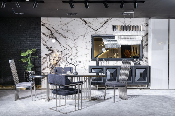Iesszëmmer Stull gro Luxus Stull Metall mat Textil Stiill Stil Modern