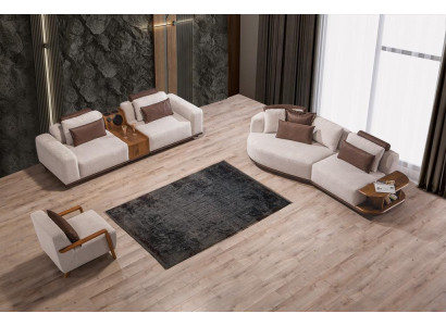 Beige Sofagarnitur Modern Luxus Sofas 3+2 Sëtzer Polstersëtz 3tlg. Set