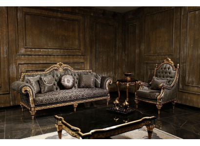 Klassesch Chesterfield Sofagarnitur 3+1 Sëtzer Designer Couchtisch 3tlg