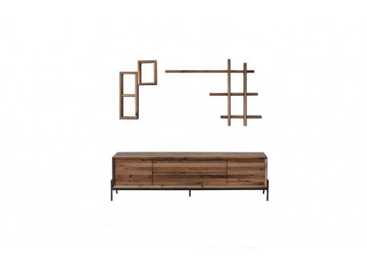 Brongt modern 3-dierende Sideboard mat Regaler Wunnzëmmer Holz Miwwelen