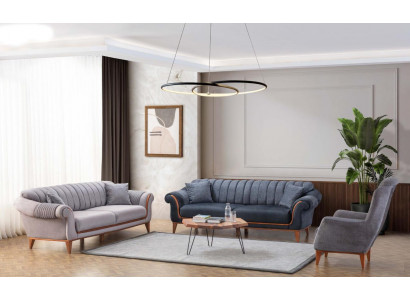 Blo-Gro Wohnzimmer Set Modern Sofagarnitur 3+3+1 Sëtzer Still Neien