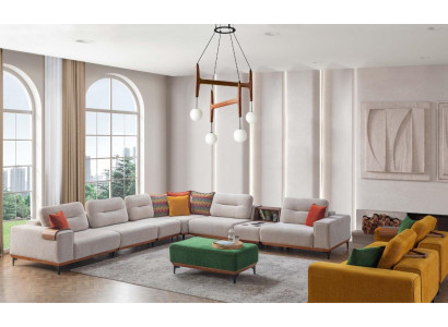 Designer Wunnzëmmer Ecksofa Luxus L-Form Couch Polster Schemel 2-teileg Neit