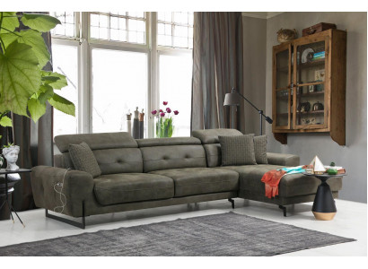 Relax Ecksofa L-Form Luxus Miwwelen Wunnzëmmer Eck Sofa Canapé Polster Modern Neit