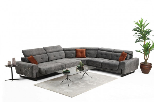 Grou Eckcouch Designer Wunnzëmmer Canapé Sofa L-Form Polster Luxus Miwwel Modern