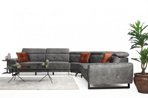 Grou Eckcouch Designer Wunnzëmmer Canapé Sofa L-Form Polster Luxus Miwwel Modern