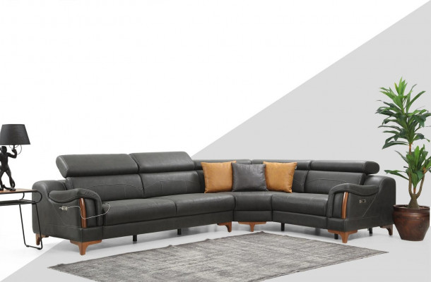 Ecksofa L-Form Sofa Couch Design Polster Modern Textil Miwwelen Wunnzëmmer