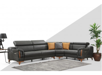 Ecksofa L-Form Sofa Couch Design Polster Modern Textil Miwwelen Wunnzëmmer