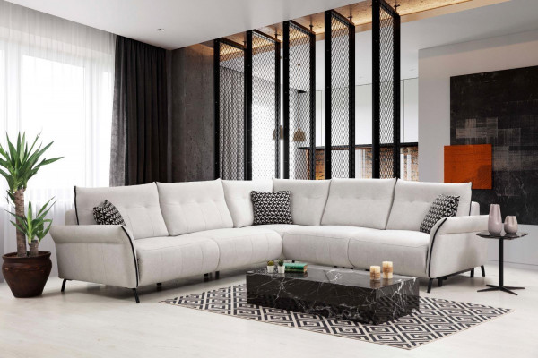Wunnzëmmer Sofa L-Form Modernen Design Textil Stoff Luxus Couch Polstermiwel