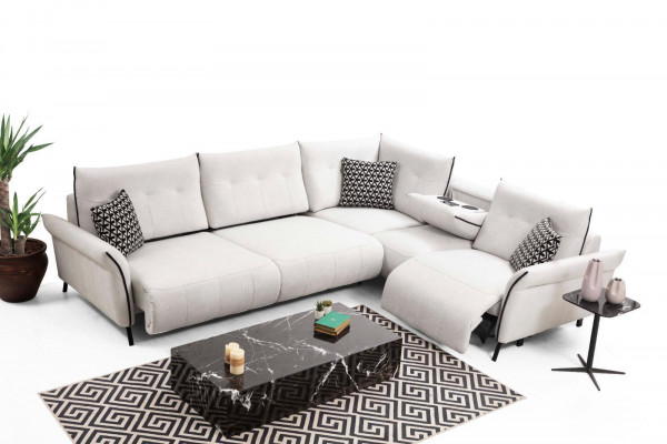 Eckcouch Wunnzëmmer Sofa Couch Polster Textil Miwwel Modern Designer Neit