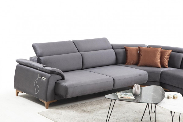 Wunnzëmmer Eckcanapé U-Form Polstermébel Canapé Couch Modern Miwweldesign