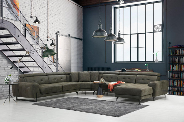Wunnzëmmer Ecksofa U-Form Luxusmiwwel Modern Sofa Couch Eckgarnitur