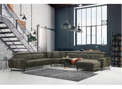 Wunnzëmmer Ecksofa U-Form Luxusmiwwel Modern Sofa Couch Eckgarnitur