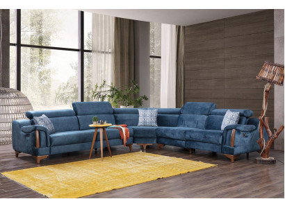 Sofa L-Form Modern Blo Ecksofa Couch Wunnzëmmer Design Neit Miwwel