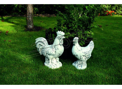 Gaarden Dekoratioun Poulet Terrasse Steen Figuren Figur Wäiss Dekorativ Statuett
