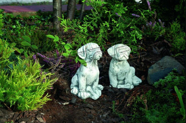 Gaart Dekoratioun Hond Terrasse Steen Figuren Figur Deko Statue